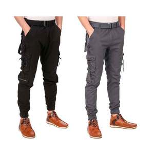 Venta al por mayor Multi-Bolsillo Botón Streetwear diseño personalizado Pantalones cargo pantalones vaqueros para los hombres - Product Image 1