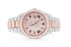 Reloj Analógico de Acero Inoxidable para Hombre con Diamantes Moissanite VVS1 Blancos Rosados, Estilo Antiguo, Mecánico, Deportivo, de Lujo, con Encanto, Totalmente Engastado - Product Image 2