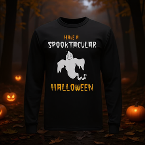 Faites une fête d'Halloween à souffler le souffle d'horreur avec notre t-shirt à manches longues fantôme de dessin animé, article promotionnel - Product Image 3