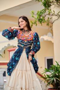 Phụ nữ của mùa hè v-cổ miễn phí Kích thước lehenga choli lễ hội dễ thương lỏng nặng gamthi làm việc & ribin ren với <span class=keywords><strong>KODI</strong></span> ren + gương ren - Product Image 5