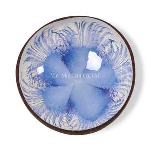 Bol en noix de coco fait à la main en nacre, finition laquée, incrustation de coquille naturelle, écologique, décoratif - Product Image 3