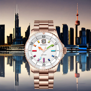 Reloj de cuarzo de lujo moderno Lente de zafiro Apertura de esfera de cristal de 33,6mm para una claridad visual óptima Pantalla de puntero de ancho de banda de 22mm - Product Image 4