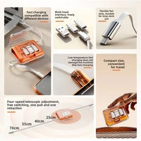 Kit de câble rétractable USB-C/USB-A à charge rapide PD 60W avec conducteur en PVC et en cuivre pur pour batterie externe et téléphone portable
