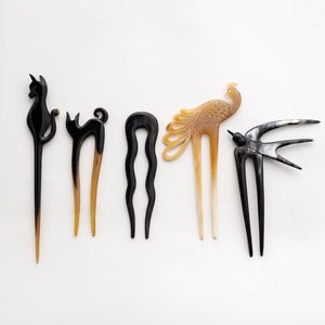 DONNER ACCESSOIRES DE CHEVEUX EN CORNE DE BUFFALO POLI MAIN Fourchette à cheveux Bâton Barrettes Clips pour bijoux Matiss Hair Styling - Product Image 5