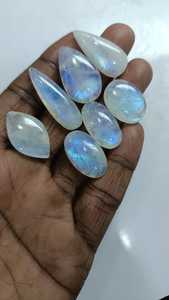 หินมูนสโตนสีรุ้งที่สวยงามพลอยทรงลูกแพร์รูปไข่เรียบทรงหลวม - Product Image 4