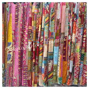 Vintage Kantha acolchado hecho a mano Art Deco decorativo indio algodón fusión Cortina de ducha - Product Image 4