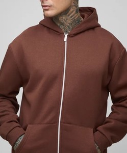 Sweat à capuche unisexe Zipp Up de bonne qualité avec deux poches Anti-rétrécissement poids lourd à manches longues sweat à capuche à séchage rapide pour hommes vêtements de mode - Product Image 2