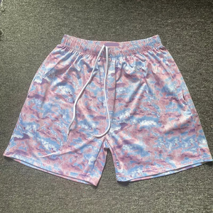 กางเกงขาสั้นตาข่ายระบายอากาศแบบวินเทจสำหรับฤดูร้อน ขายส่ง ผลิตตามสั่ง ผ้าโพลีเอสเตอร์ ความยาวเป้า 5 นิ้ว เหมาะสำหรับเล่นบาสเกตบอลและกีฬาอื่นๆ - Product Image 4