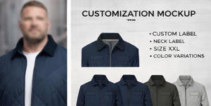 Men Premium Navy Blue Quilted Jacket Lightweight Padded Plus Size Winter <b>Coat</b> for Men Warm Insulated ZipUp Diamond <b>Stitch</b> Jacket - Product Image 6