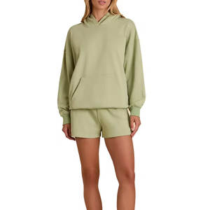 Conjunto de Sudadera con Capucha y Pantalones Cortos para Mujer, Conjunto Casual de Dos Piezas - Product Image 1