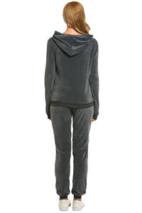 Wholesale OEM ODM Suppliers Winter Wear Custom Solid <b>Short</b> <b>Top</b> Women's Velvet Tracksuit Sets Full Length Long <b>Sleeve</b> - Product Image 2