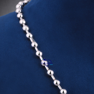 Cadena de bolas de moda de 6 MM hecha a medida 14KT collar de cadena de oro blanco sólido joyería para mujeres o hombres - Product Image 6