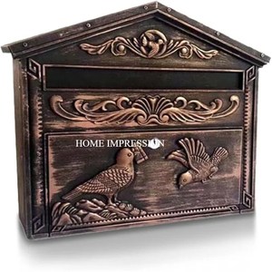 Caja de correos dorada hecha a mano, buzón artesanal de Metal, suministro para eventos, jardín decorativo, montaje en pared, caja de letras, hoja de hierro, caja personalizada - Product Image 3