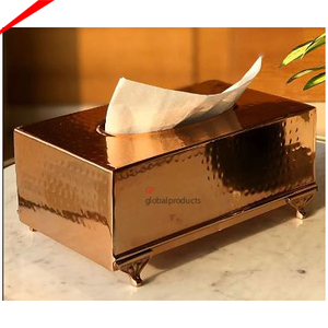 Magnifique boîte à mouchoirs en métal doré martelé avec une finition haut de gamme pour la décoration de la maison - Product Image 2