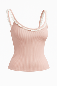 เสื้อกล้ามทรงรัดรูปแบบคอวี ผ้าริบเนื้อนุ่ม ยืดหยุ่นได้ สายเดี่ยว ผ้าถักเนื้อนุ่ม 100% ผ้าฝ้าย ระบายอากาศได้ดี เป็นมิตรกับสิ่งแวดล้อม - Product Image 6