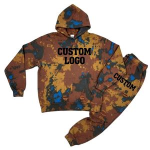 Último 2026 Nuevo diseño Lavado ácido Ecológico Desgastado Sudadera con capucha Conjuntos Unisex Grunge Chándal con logotipo impreso personalizado - Product Image 2