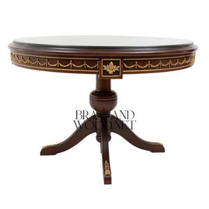 Mesa de Entrada Clásica de Lujo con Tapa de Cristal, Madera y Latón - Product Image 2