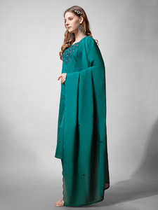 Conjunto de pantalones de vestir de mezcla de algodón bohemio Vintage informal cuello redondo bordado estampado sólido Kurti hasta la rodilla tejido verano lavable - Product Image 3