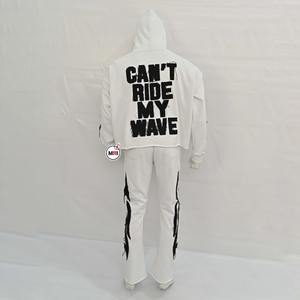 Chándal de alta calidad para mujer, chándal holgado, sudadera 100% de algodón con capucha, traje para correr para hombre, pantalones de chándal acampanados y chándal con capucha - Product Image 2