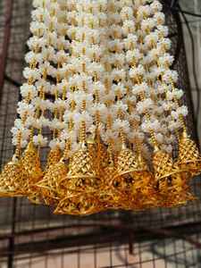 Guirnalda de Mogra de brotes de jazmín artificiales con campanas para decoración de Mandap de boda india Nikah Pardha telón de fondo decoración de fiesta Diwali - Product Image 5