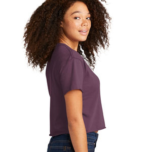 Bella toile Logo personnalisé T-Shirt haut court Slim coupe décontractée T-Shirt à manches courtes entraînement coton Jersey femmes T-shirt court - Product Image 1