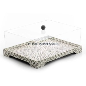 Ensemble de 2 supports à gâteaux de table en nacre de forme carrée, fait à la main, de différentes tailles, pour décoration, styliste fantaisie - Product Image 5