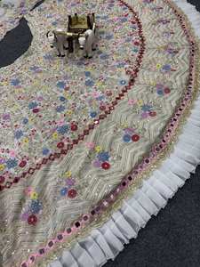 Lehenga Choli Moderno de Calidad Excepcional con Volantes de Georgette Sintética y Detalles de Espejo Real, 4 Metros, con Falda Acampanada de Lona para Fiesta - Product Image 6