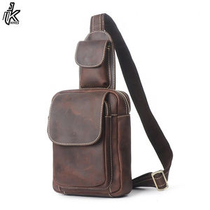 Handcraft 100% Leather Crossbody Bag Crazy Horse Leather Men Chest Bag Genuine Leather - Product Image 4