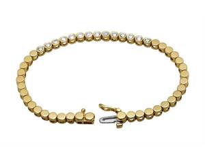 Pulsera única de oro amarillo de 10K con diamantes cultivados en laboratorio en joyería de moda de patrón circular moderno para mujeres - Product Image 3