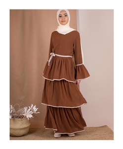 Abayat Women's Long Islamic Ramadan Muslim Dress Big Swing Satin Silk Marocain Robe Hijab Abaya Dubai Kaftan Cake Dresses Turkey - Product Image 4