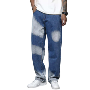 Venta al por mayor: Nuevos lanzamientos de jeans acampanados casuales elásticos para hombre, de corte holgado, cintura alta, denim lavado a la nieve, tallas grandes, personalizados OEM ODM - Product Image 3