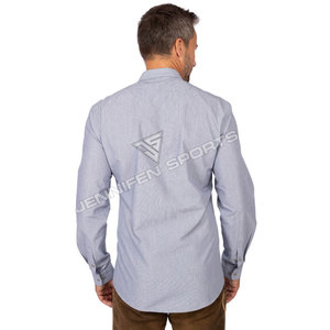 Style décontracté hommes manches longues 100% coton tissu texturé chemise bouton fermeture poitrine poche à l'intérieur tissé cou étiquette - Product Image 6