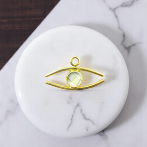 Améthyste verte pierre précieuse fait à la main mauvais œil Marquise pendentif à breloque bijoux en gros 925 argent plaqué or pendentif à breloque - Product Image 1