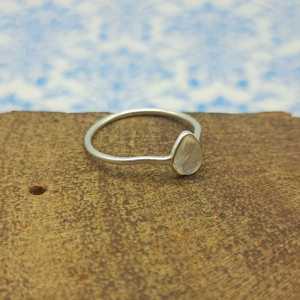 Rainbow Moonstone Bezel <b>Thin</b> Band 925 Sterling Silver Tear Drop Shape <b>Ring</b> Diamond Women's Jewelry Wholesale 925 Silver <b>Ring</b> - Product Image 3