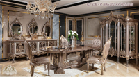 Ensemble de table et chaises de salle à manger en teck doré poli de style victorien, qualité supérieure, durable, taille/couleur personnalisables