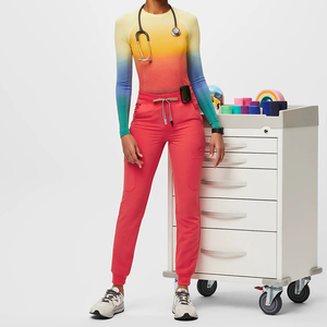Colores degradados elegante Venta caliente mujeres uniforme médico Scrubs Set médico enfermería Jogger Hospital Scrubs trajes chaqueta Unisex - Product Image 2