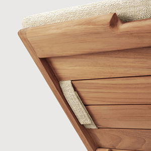 Patio al aire libre, playa, piscina, tumbona, madera maciza de teca con cojín-Jiii - Product Image 4