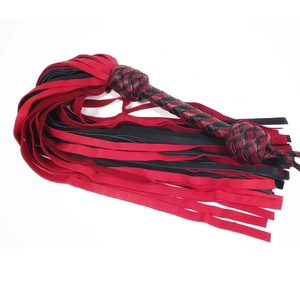 JEXMOO Fouets en cuir faits main personnalisés, outils artisanaux, rouge et noir, nouveauté, 2 ensembles pour adultes, équipement de bondage international - Product Image 1