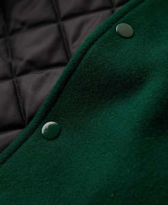 Chaquetas Varsity para Hombre con Botones, Fabricadas con Tela 100% Lana OEM, Mangas de Cuero, Bolsillos Laterales, Ribete en Contraste, Secado Rápido, Chaqueta de Invierno para Hombre - Product Image 4