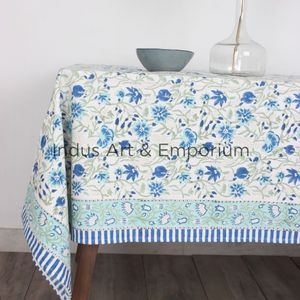 Nappe imprimée en toile de coton indien, bloc à main, 4 places, 6 places et 8 places - Product Image 1