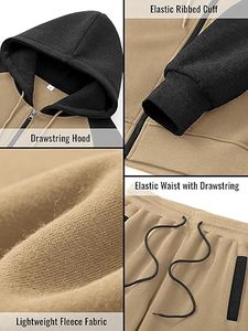 Chándal de lana con cremallera de algodón 100%, ropa de abrigo de diseño personalizado de alta calidad con cuello con capucha, logotipo impreso para invierno - Product Image 5
