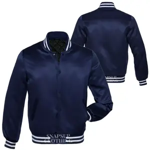 Dernière veste de baseball OEM personnalisée grande taille pour hommes style long veste universitaire en cuir pour l'hiver en toile pour les hommes - Product Image 4