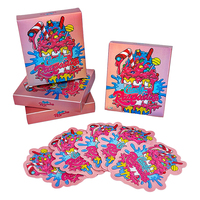 En stock, nouveau produit, sacs et boîtes en mylar holographiques imperméables à motif rose de 3,5 g pour bonbons et aliments