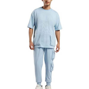 Men's Summer Casual Sportswear Sets Breathable T-Shirt and <b>Trouser</b> with <b>Shorts</b> Sleeves Plus Size Wholesale Logo Features - Product Image 1