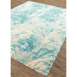 พรมทัตต์วัมสีน้ำเงินถักมือจากขนสัตว์และไหมไผ่ ลายแบบนามธรรม รูปทรงสี่เหลี่ยมผืนผ้า สำหรับตกแต่งบ้าน ห้องนั่งเล่น ห้องนอน ทำจากวัสดุผ้าฝ้าย - Product Image 2