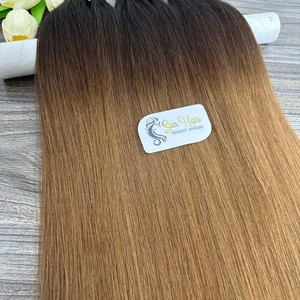 Ombre Brown Silky Straight Double Drawn Trama Paquete de cabello crudo Cutícula alineada Sun Hair Company Extensiones de cabello humano vietnamita de lujo - Product Image 4