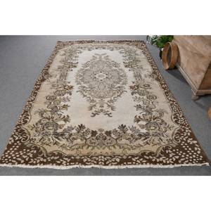 Tapis turc vintage classique Beige marron 5.7 X 8.6ft grande surface laine matériel Latex Patchwork pour couloir Rectangle tapis de chevet - Product Image 1