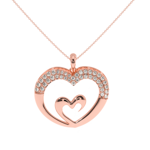 จี้เพชร0.32ct ajretail จี้รักตลอดไปหัวใจคู่สีคมชัด VS-SI ได้รับการรับรอง IGI - Product Image 1