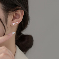 Valentijnsdag Cadeau Fijne Sieraden Roze Zirkoon Hart Oorknopjes Hypoallergene Piercing Stud Sieraden Puur Zilver S925 Voor Vrouwen