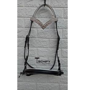 Brida de cuero bitless transparente de cristal blanco de alta calidad con peines de curry de doma Producto de caballo - Product Image 1